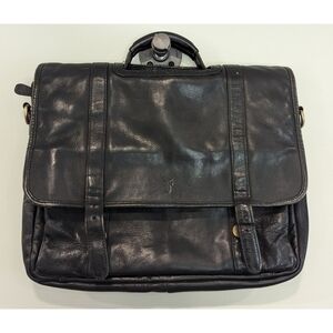 FRYE Vintage Black Leather Flap Over Satchel MISSING PARTS